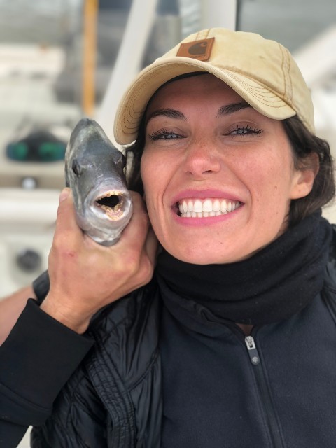 Happy Woman Having A Selfie With A Fish